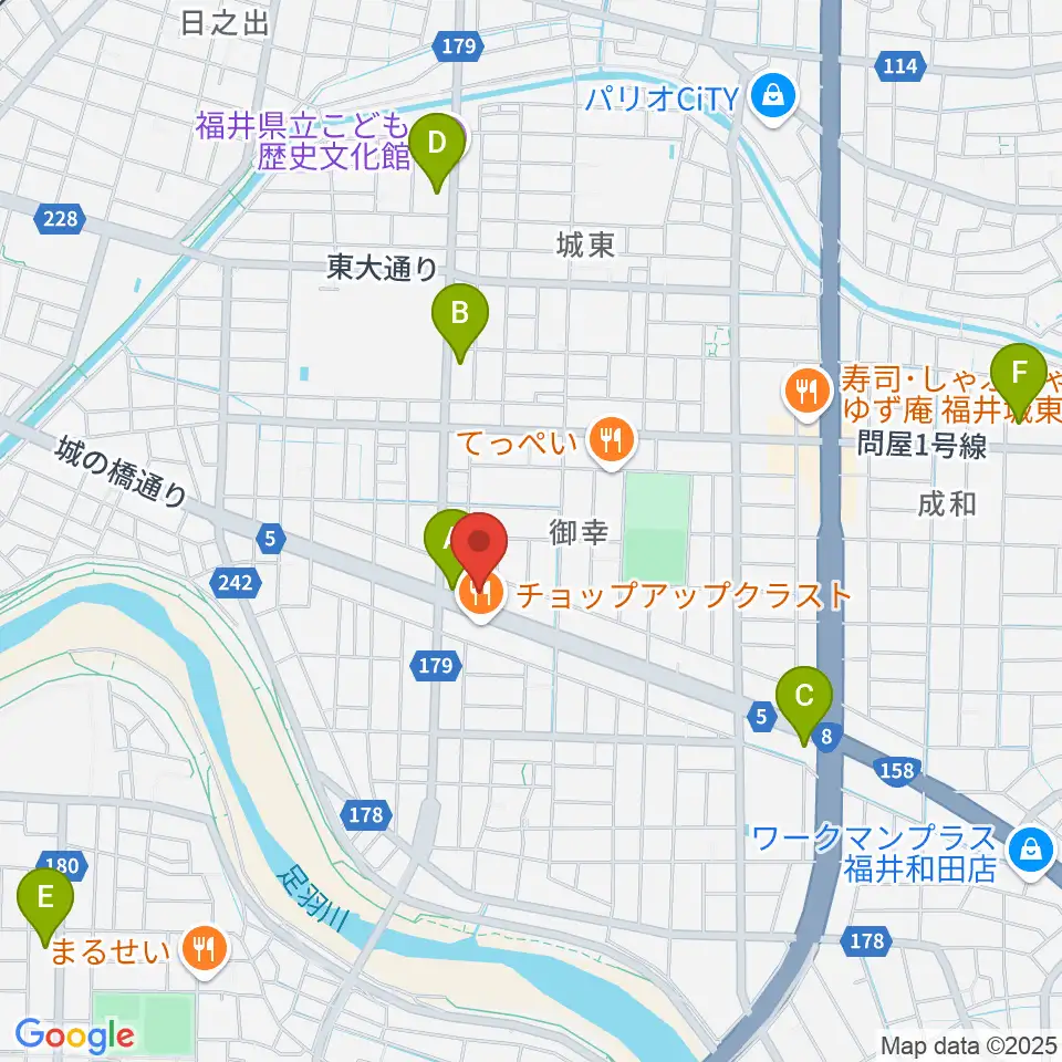 カワイ福井ショップ周辺のコンビニエンスストア一覧地図