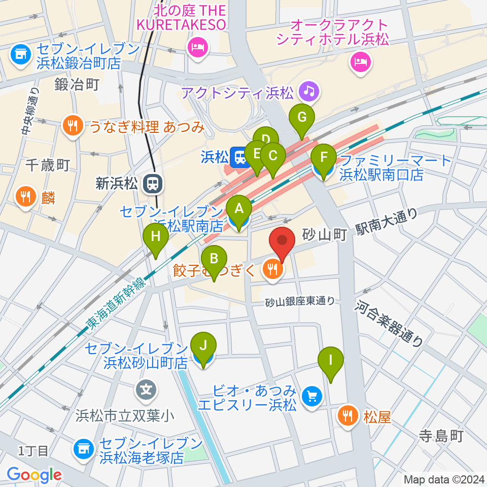 カワイ浜松周辺のコンビニエンスストア一覧地図