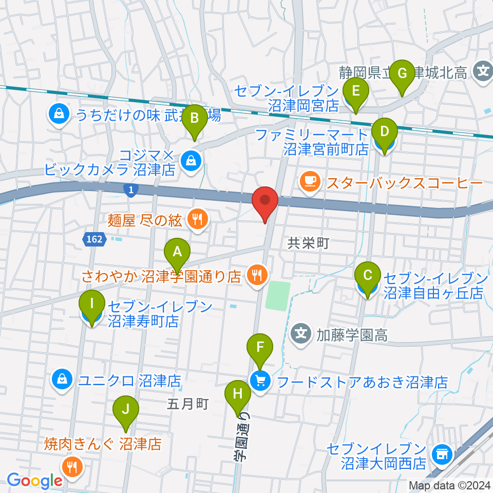 カワイ沼津ショップ周辺のコンビニエンスストア一覧地図