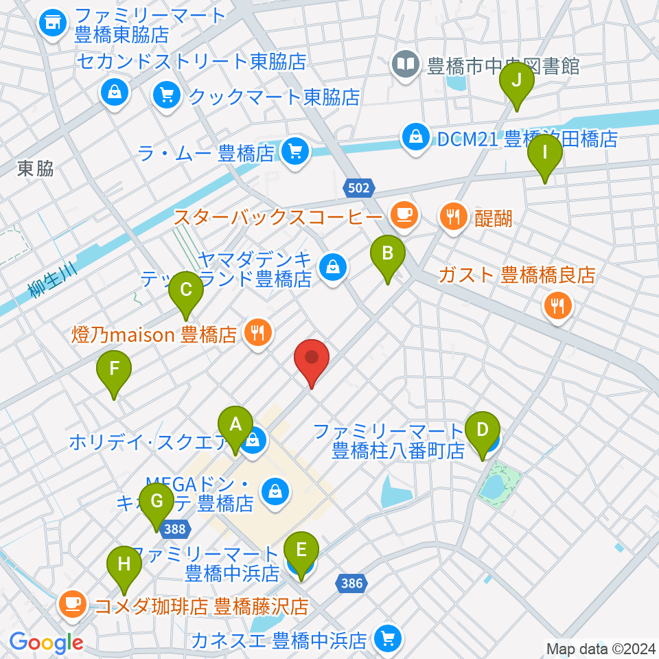 カワイ豊橋ショップ周辺のコンビニエンスストア一覧地図