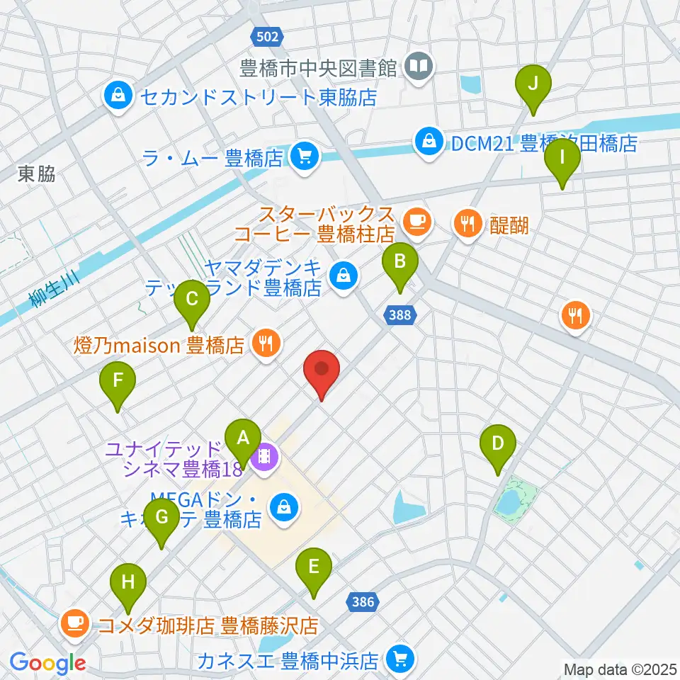 カワイ豊橋ショップ周辺のコンビニエンスストア一覧地図
