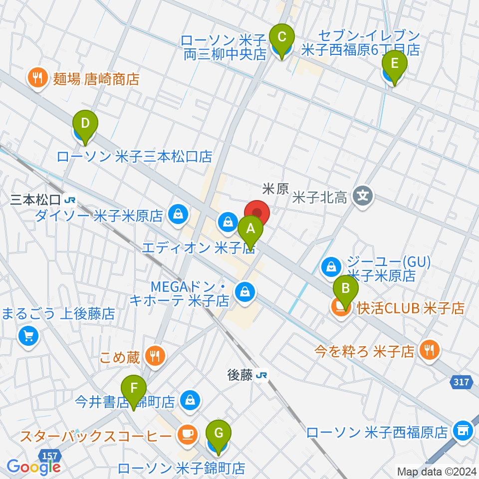 カワイ米子ショップ周辺のコンビニエンスストア一覧地図