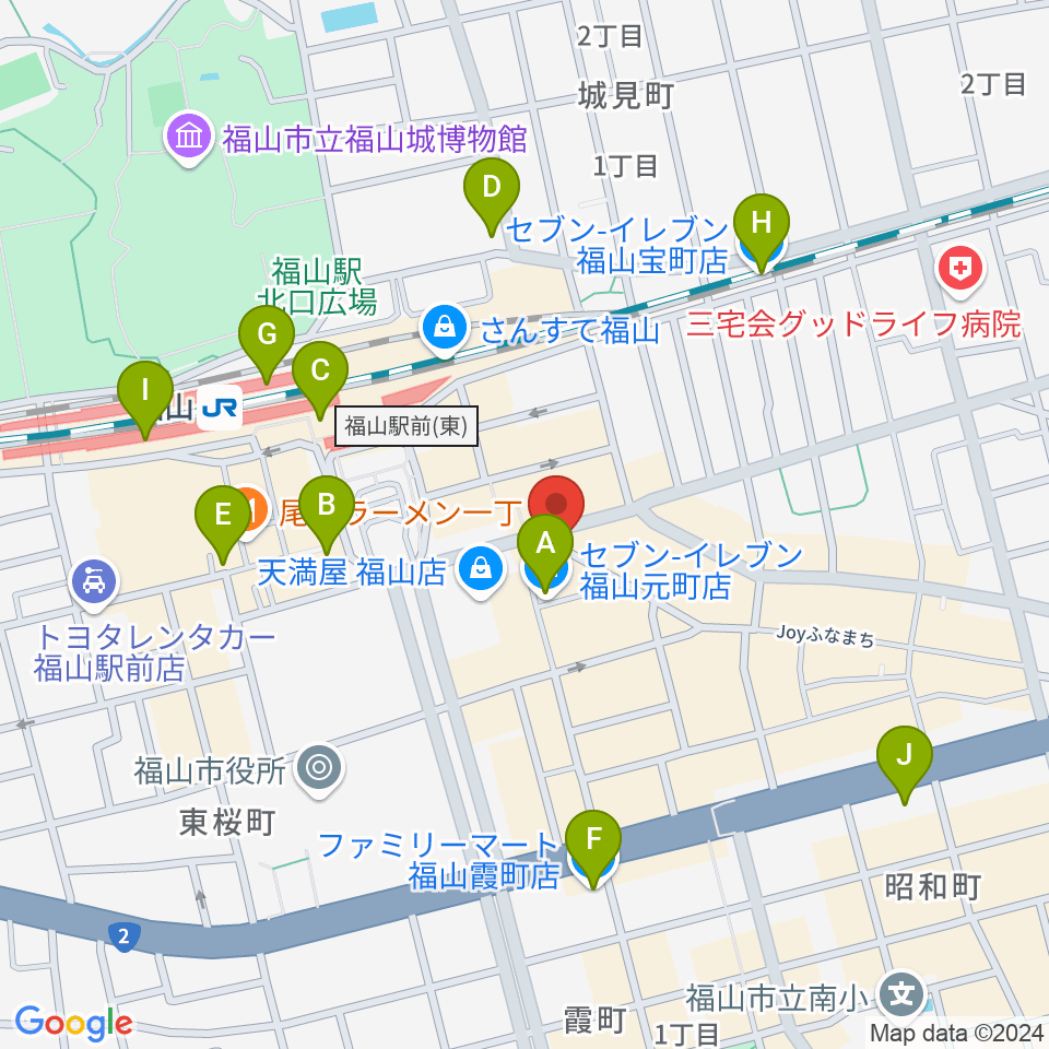 カワイ福山ショップ周辺のコンビニエンスストア一覧地図