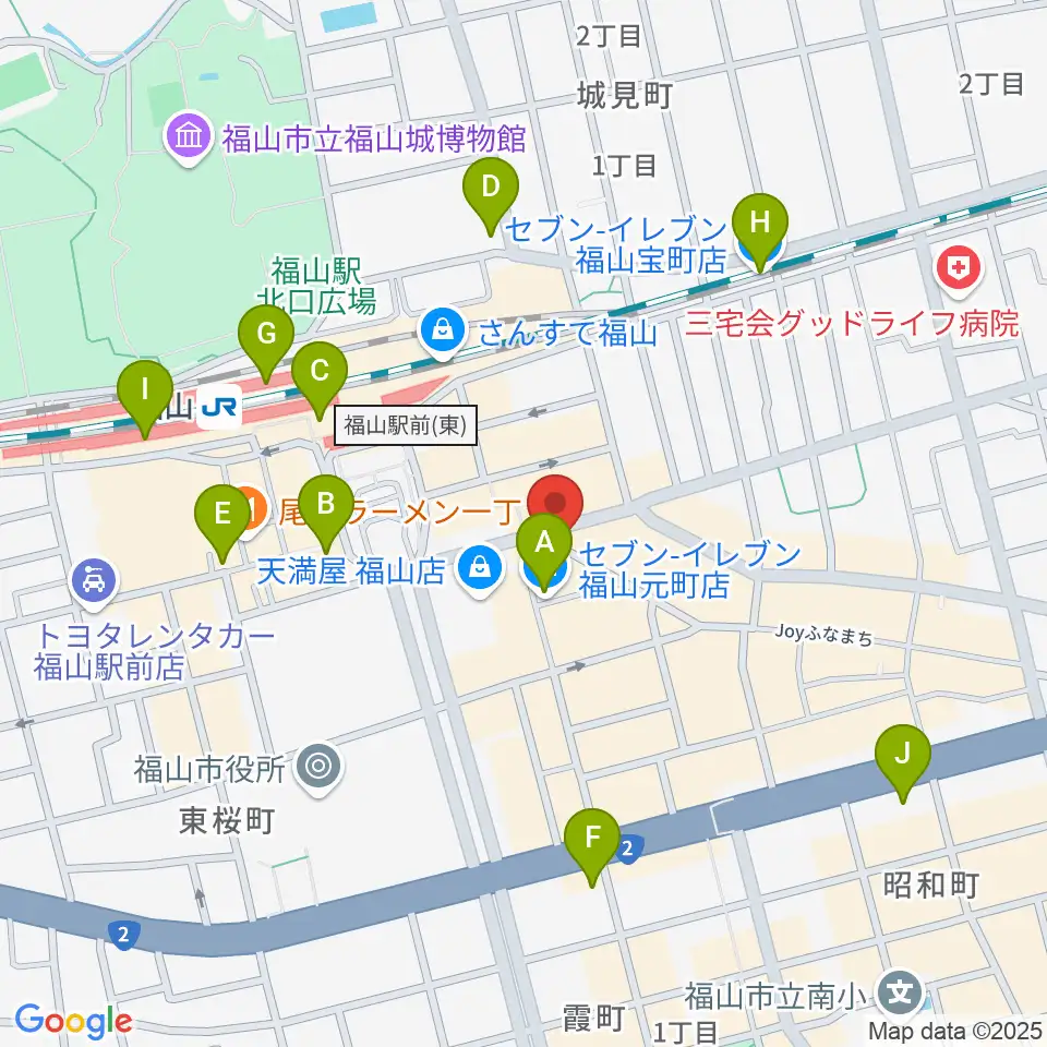 カワイ福山ショップ周辺のコンビニエンスストア一覧地図