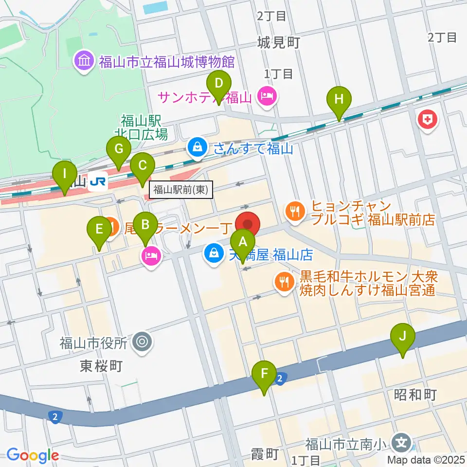 カワイ福山ショップ周辺のコンビニエンスストア一覧地図