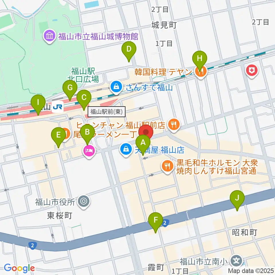 カワイ福山ショップ周辺のコンビニエンスストア一覧地図