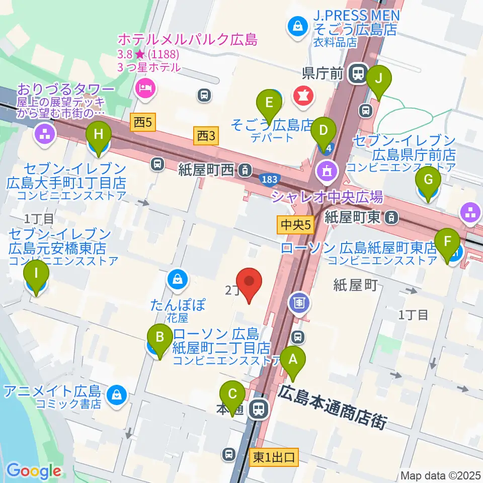カワイ広島周辺のコンビニエンスストア一覧地図