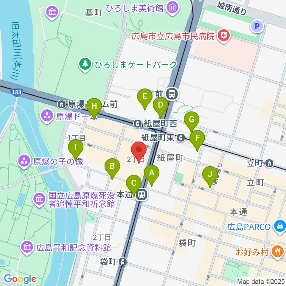 カワイ広島周辺のコンビニエンスストア一覧地図