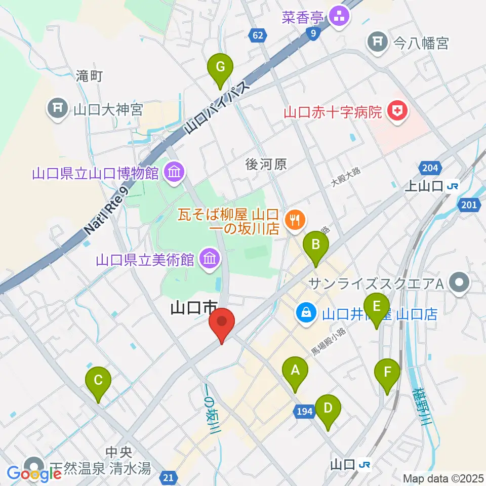 カワイ山口ショップ周辺のコンビニエンスストア一覧地図