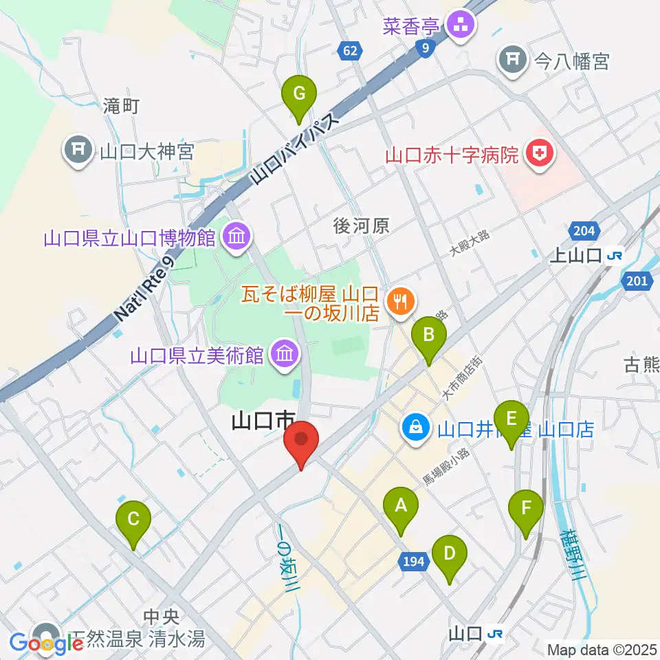 カワイ山口ショップ周辺のコンビニエンスストア一覧地図