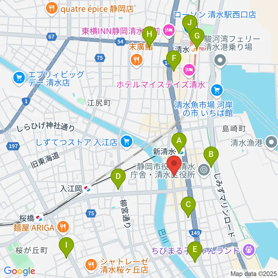 もちづき楽器 巴町本店センター周辺のコンビニエンスストア一覧地図