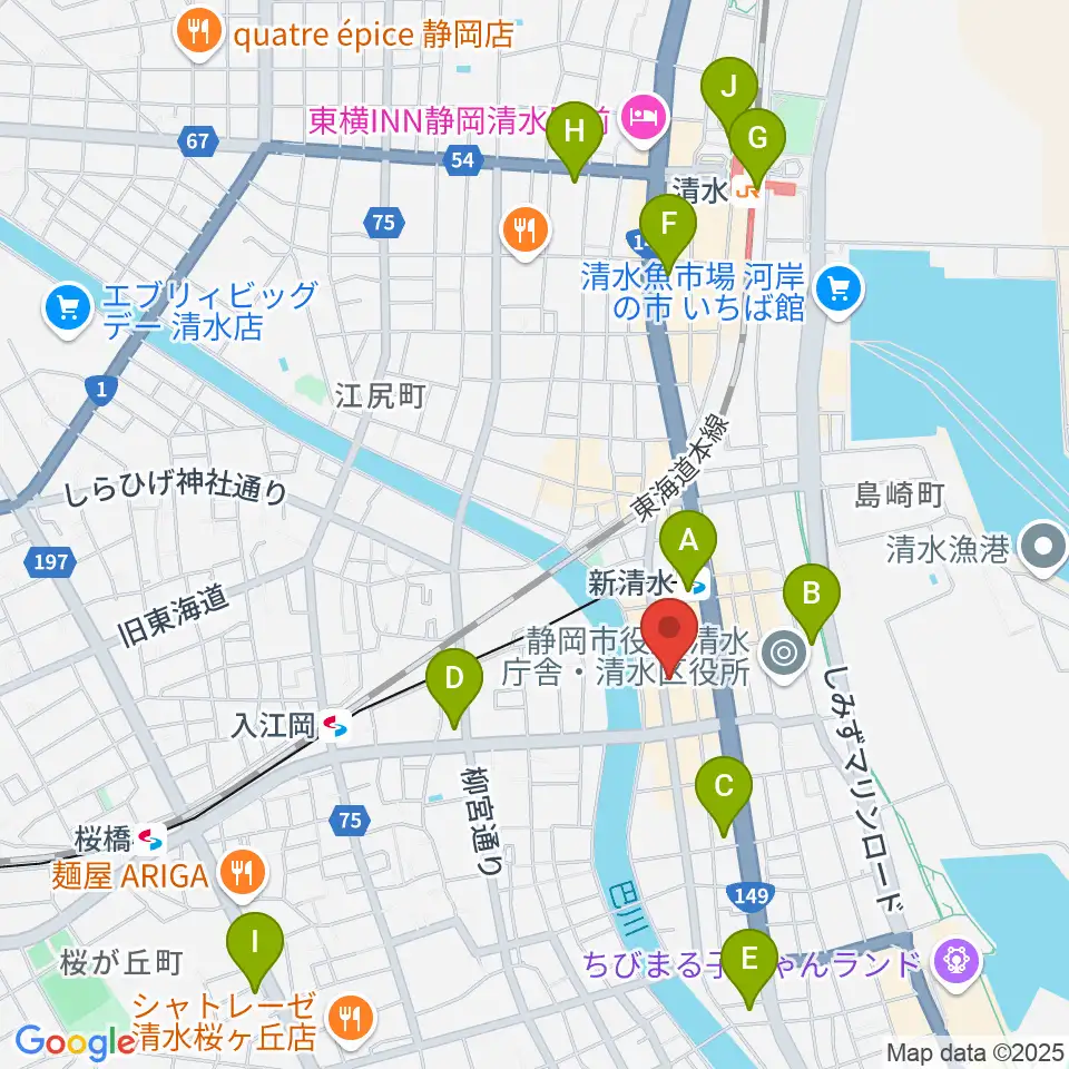 もちづき楽器 巴町本店センター周辺のコンビニエンスストア一覧地図
