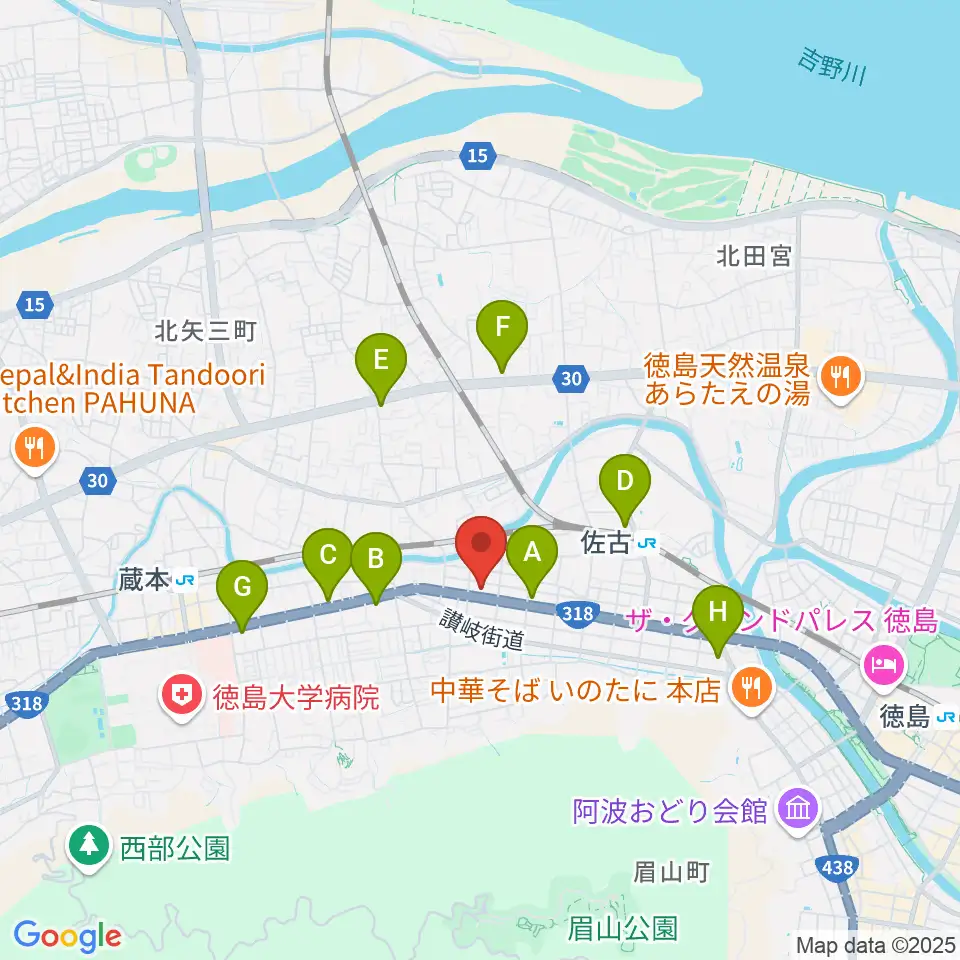 カワイ徳島ショップ周辺のコンビニエンスストア一覧地図