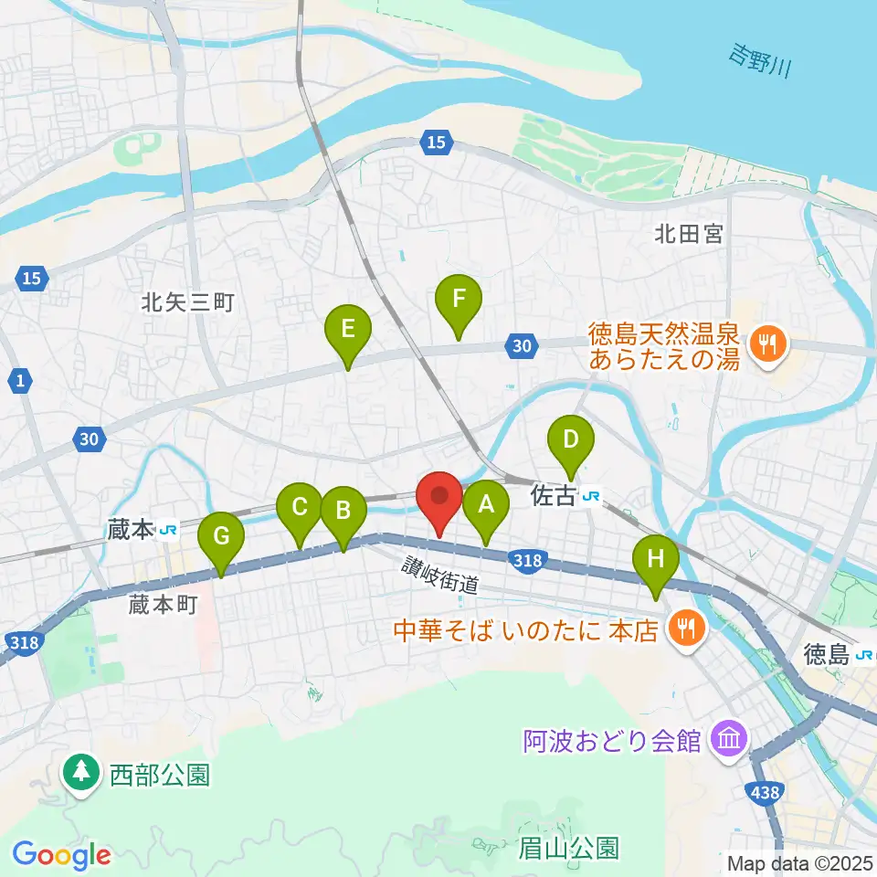 カワイ徳島ショップ周辺のコンビニエンスストア一覧地図