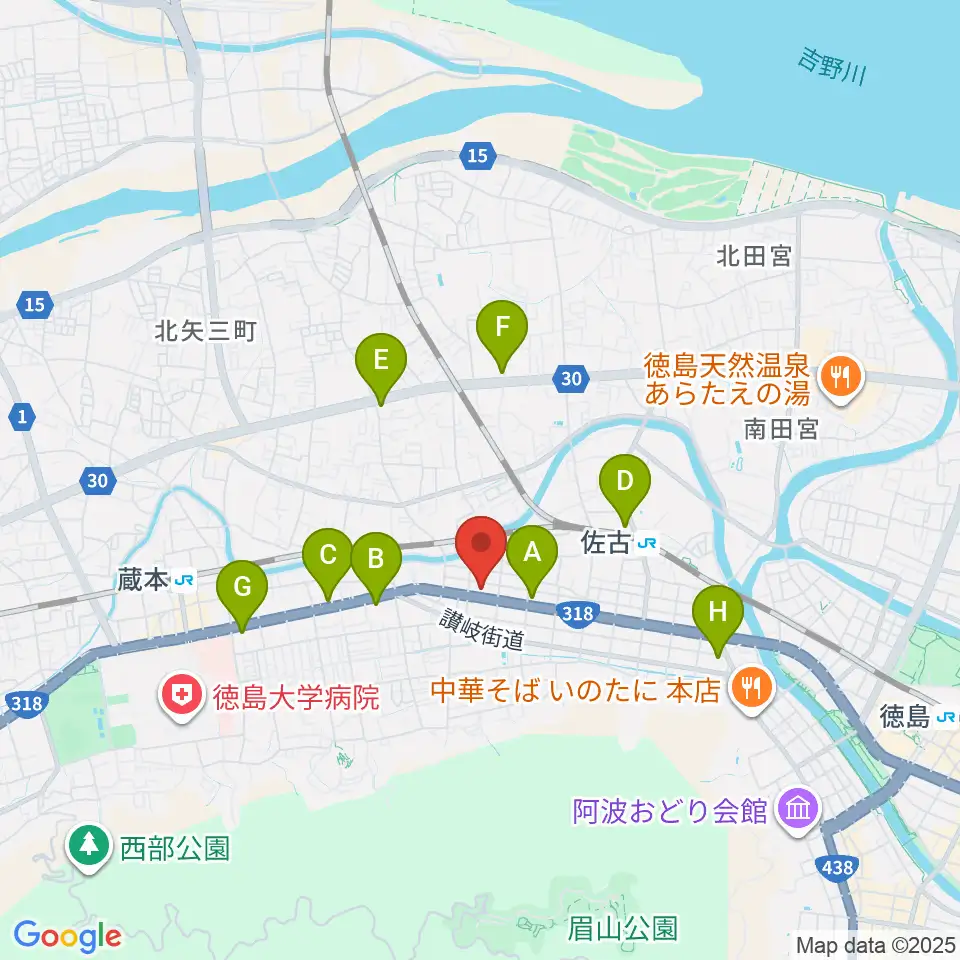 カワイ徳島ショップ周辺のコンビニエンスストア一覧地図