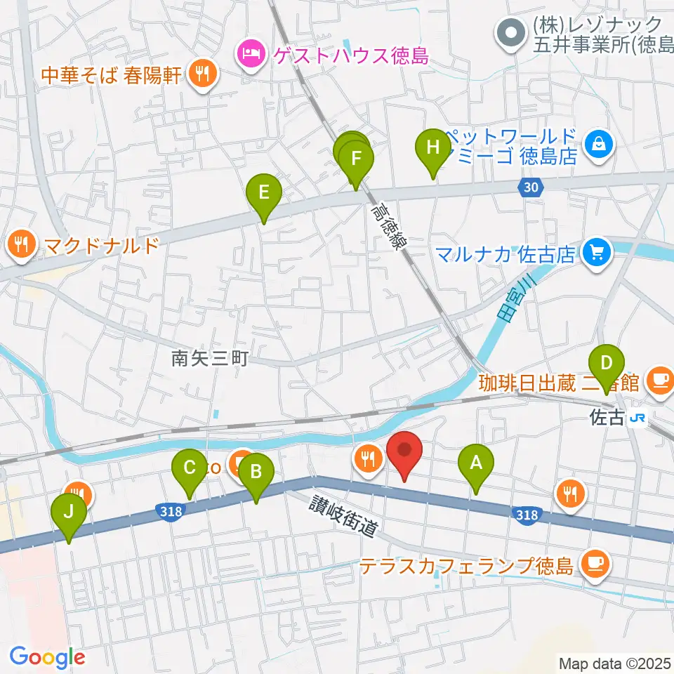 カワイ徳島ショップ周辺のコンビニエンスストア一覧地図