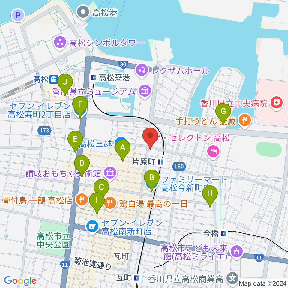 カワイ高松ショップ周辺のコンビニエンスストア一覧地図