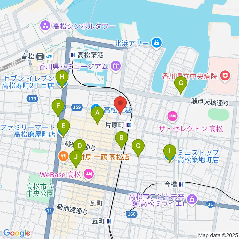 カワイ高松ショップ周辺のコンビニエンスストア一覧地図