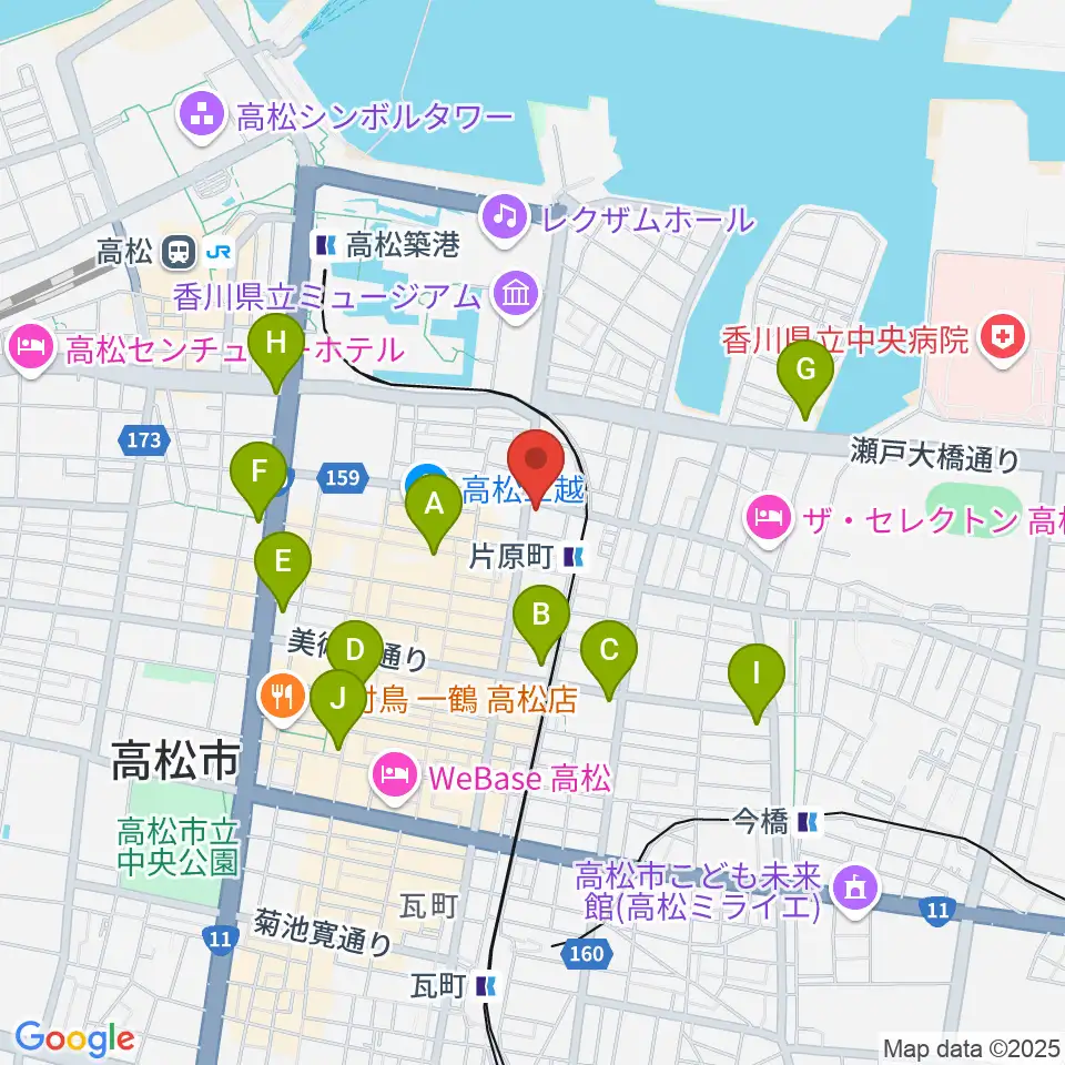 カワイ高松ショップ周辺のコンビニエンスストア一覧地図