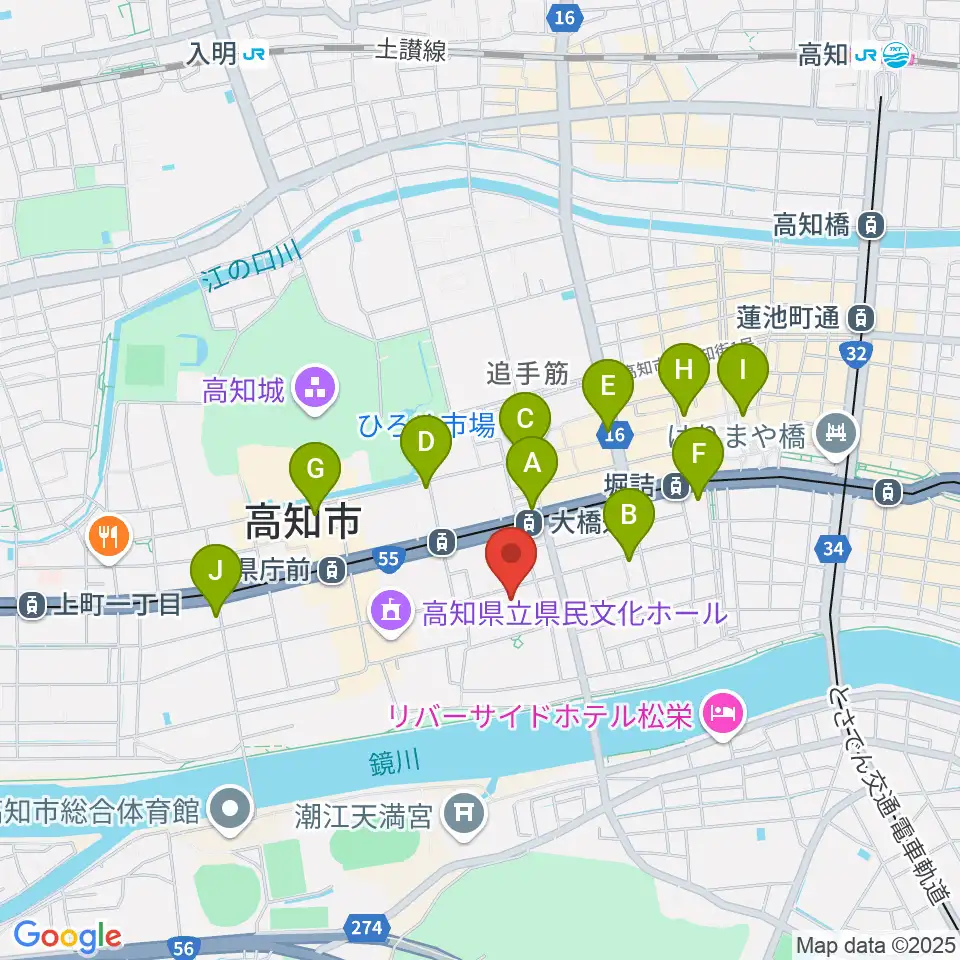 カワイ高知ショップ周辺のコンビニエンスストア一覧地図