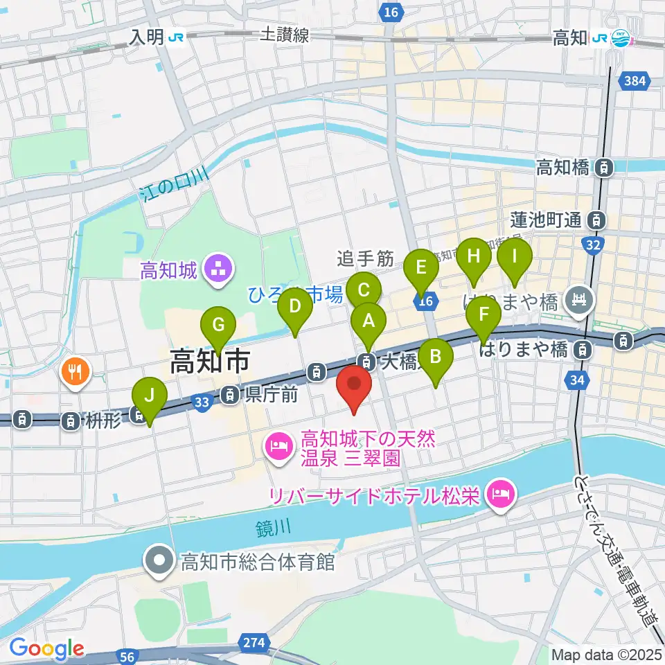 カワイ高知ショップ周辺のコンビニエンスストア一覧地図
