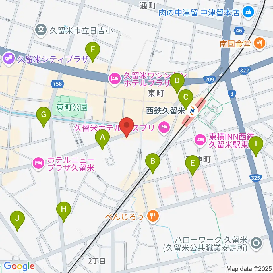 カワイ久留米ショップ周辺のコンビニエンスストア一覧地図