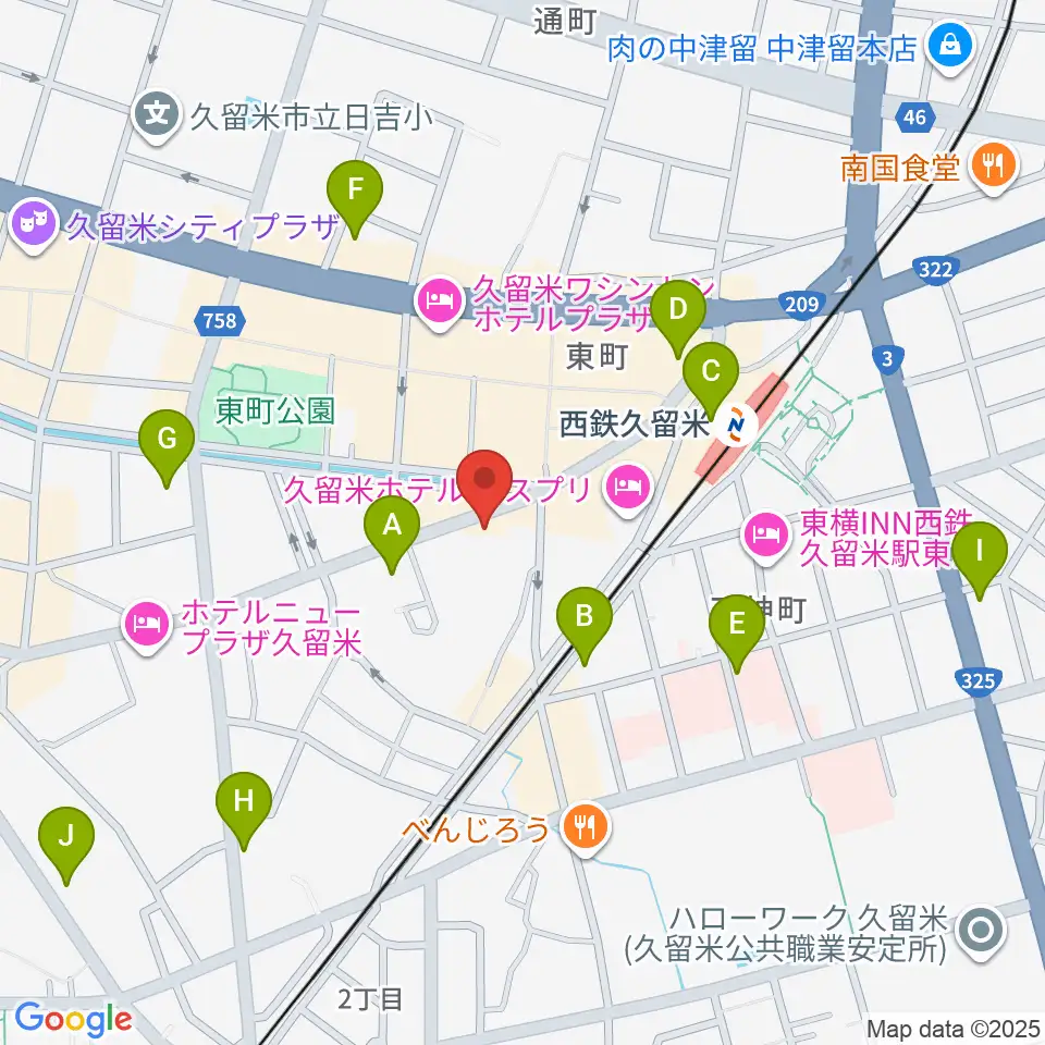 カワイ久留米ショップ周辺のコンビニエンスストア一覧地図