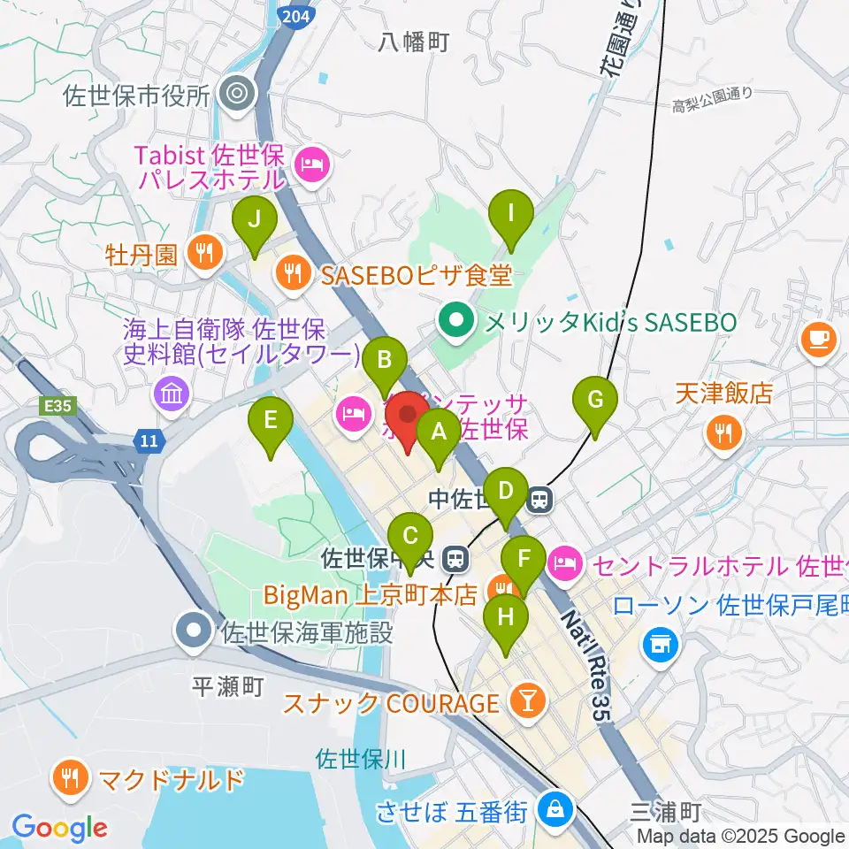 カワイ佐世保ショップ周辺のコンビニエンスストア一覧地図