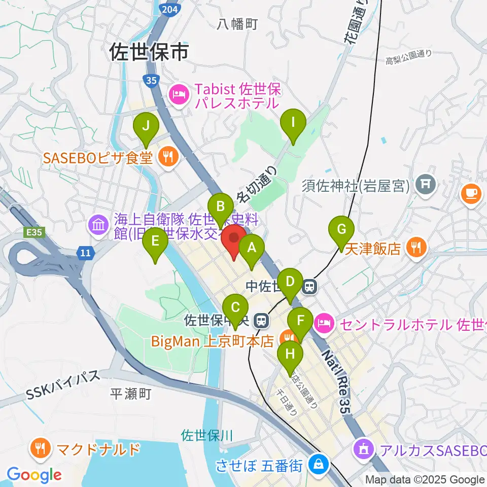 カワイ佐世保ショップ周辺のコンビニエンスストア一覧地図