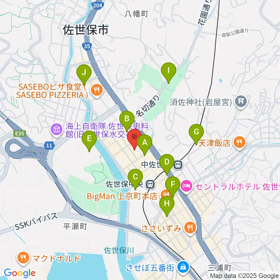 カワイ佐世保ショップ周辺のコンビニエンスストア一覧地図