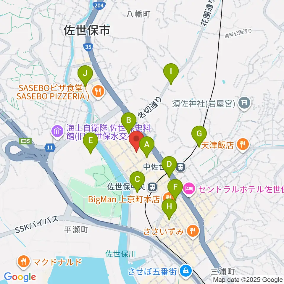 カワイ佐世保ショップ周辺のコンビニエンスストア一覧地図