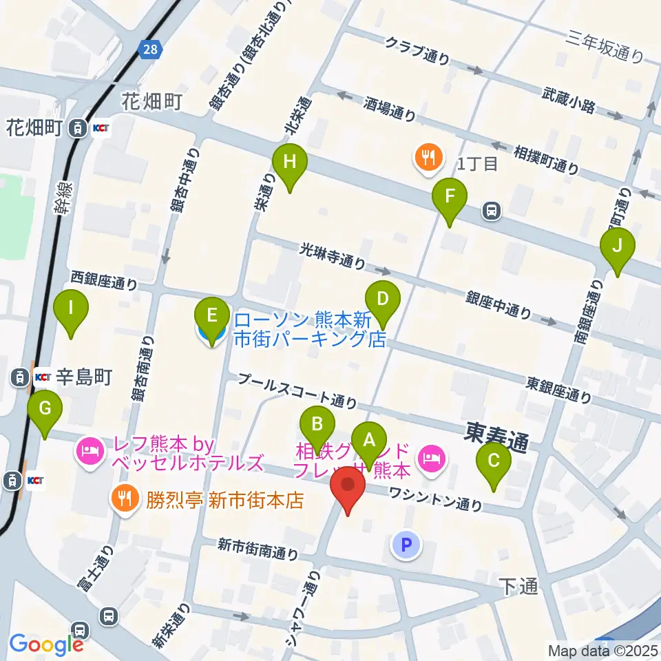 カワイ熊本ショップ周辺のコンビニエンスストア一覧地図