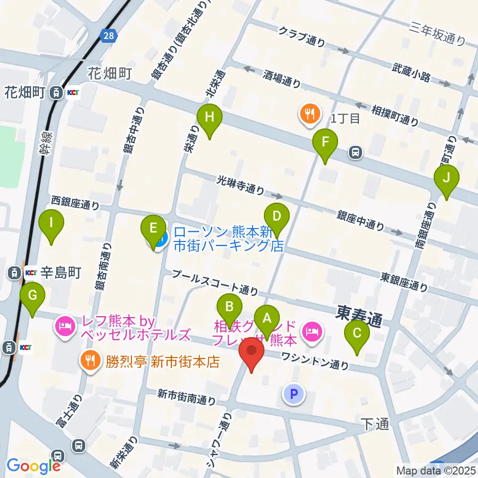 カワイ熊本ショップ周辺のコンビニエンスストア一覧地図