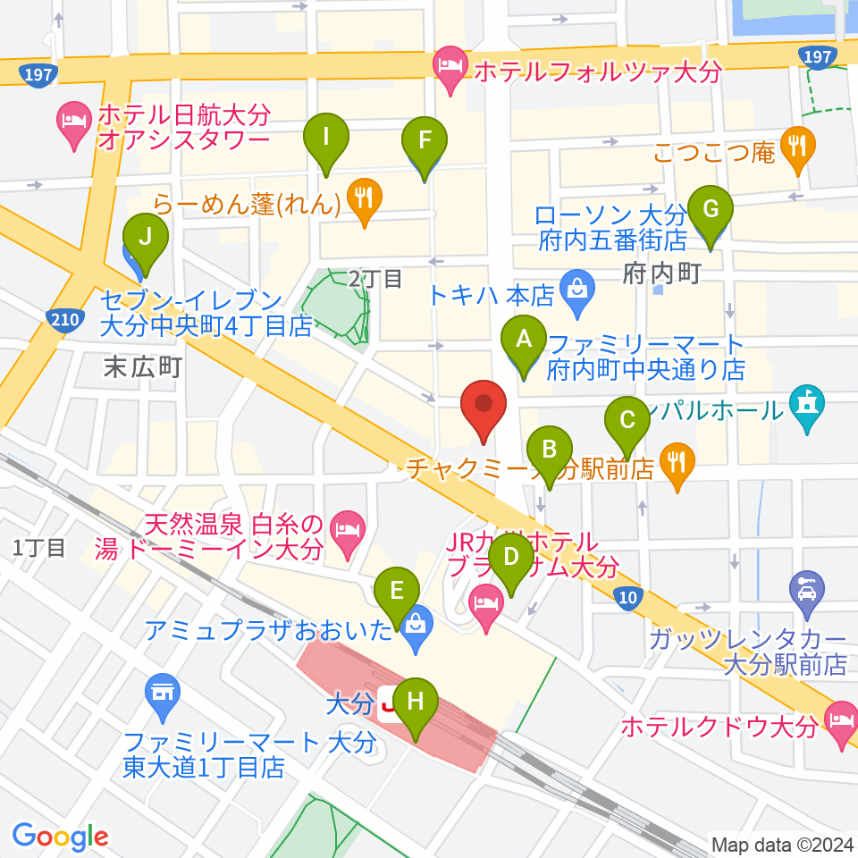 カワイ大分ショップ周辺のコンビニエンスストア一覧地図