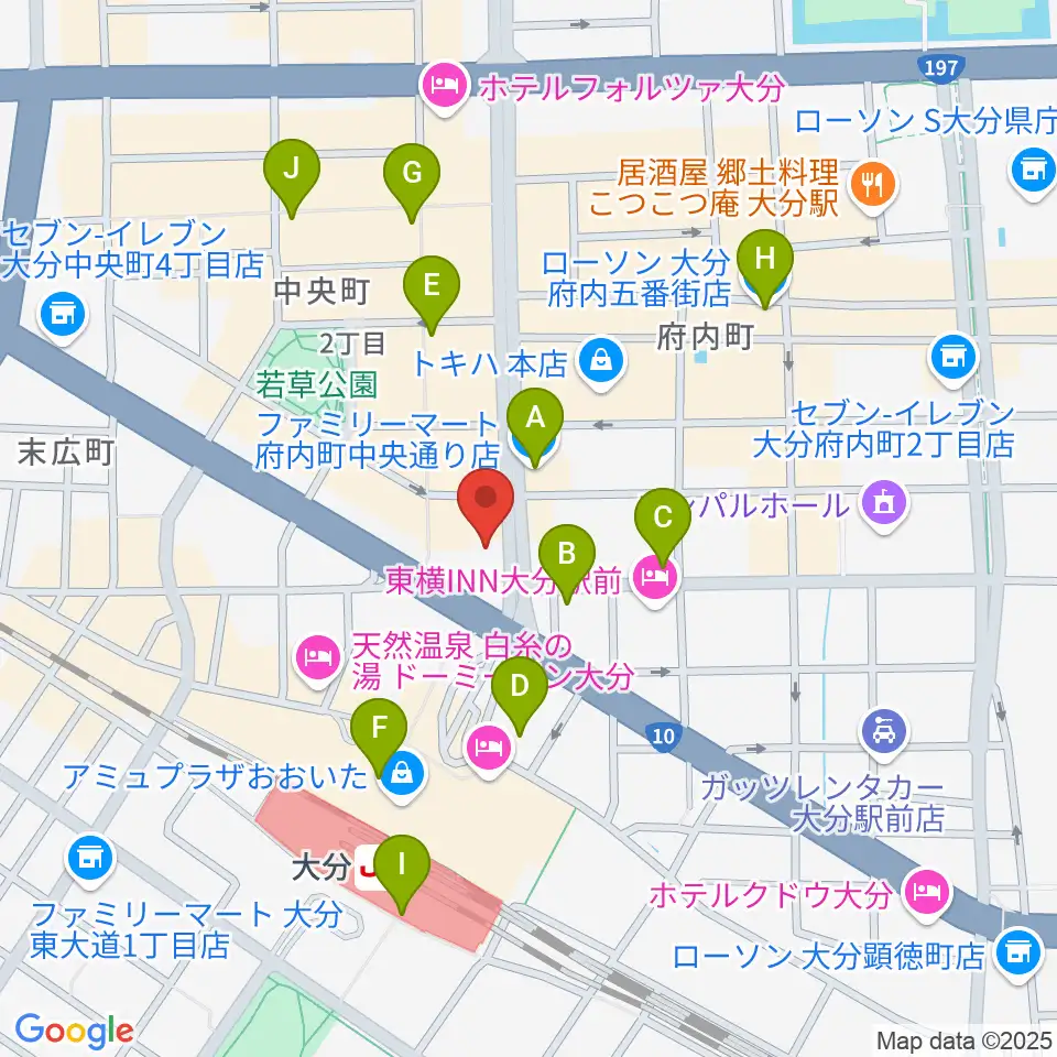 カワイ大分ショップ周辺のコンビニエンスストア一覧地図