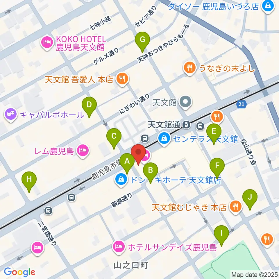 カワイ鹿児島ショップ周辺のコンビニエンスストア一覧地図
