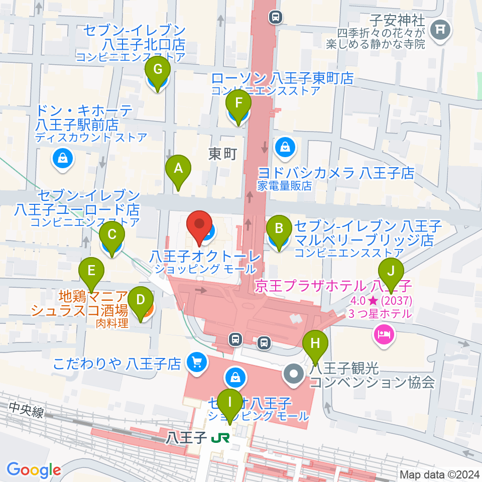 八王子市学園都市センター周辺のコンビニエンスストア一覧地図