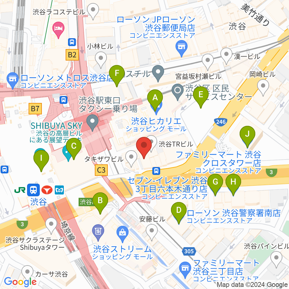 トート音楽院 渋谷周辺のコンビニエンスストア一覧地図