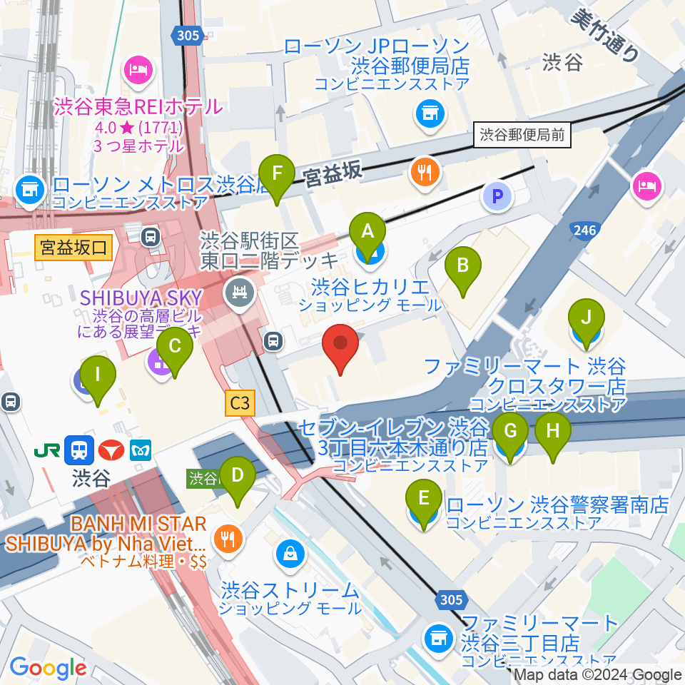 トート音楽院 渋谷校周辺のコンビニエンスストア一覧地図