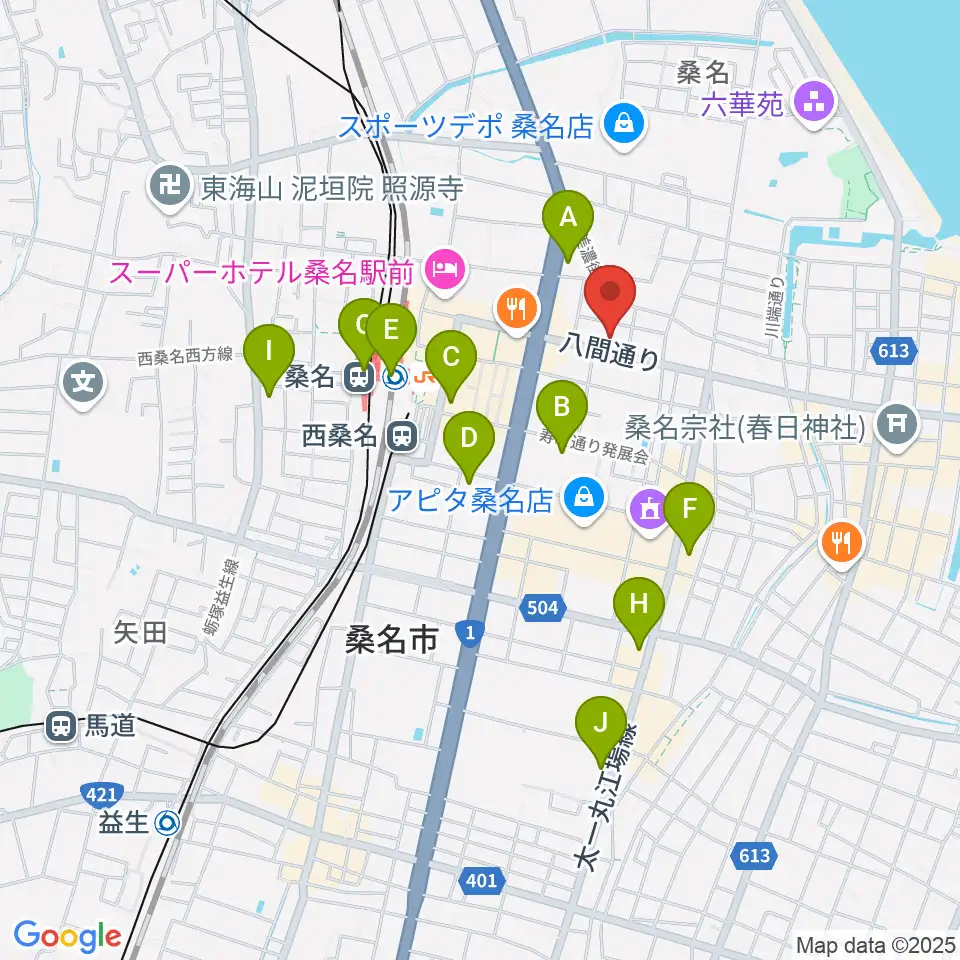 北勢ミュージック周辺のコンビニエンスストア一覧地図
