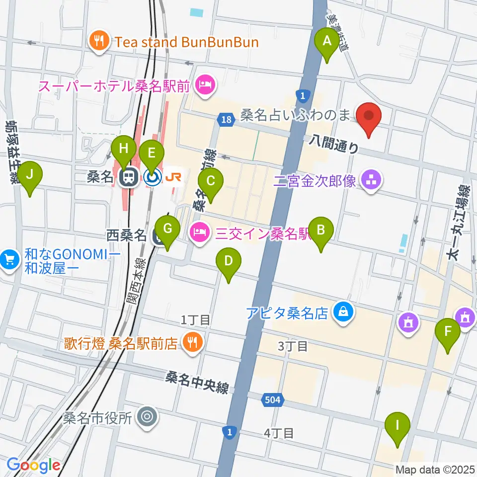 北勢ミュージック周辺のコンビニエンスストア一覧地図