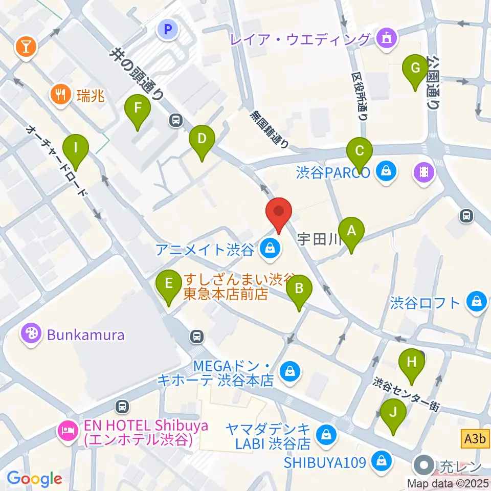 ミュージックランドKEY渋谷店周辺のコンビニエンスストア一覧地図