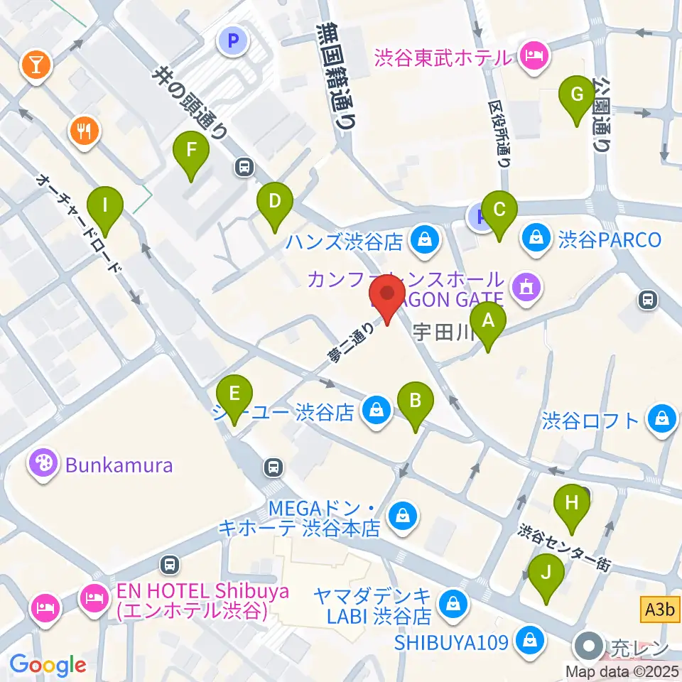 ミュージックランドKEY渋谷店周辺のコンビニエンスストア一覧地図