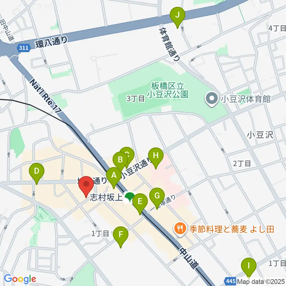 板橋ミュージックセンター周辺のコンビニエンスストア一覧地図
