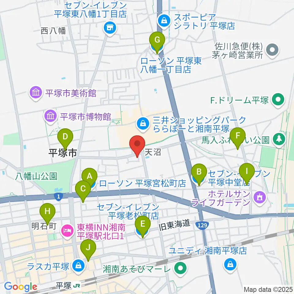 ヨネザワ楽器周辺のコンビニエンスストア一覧地図