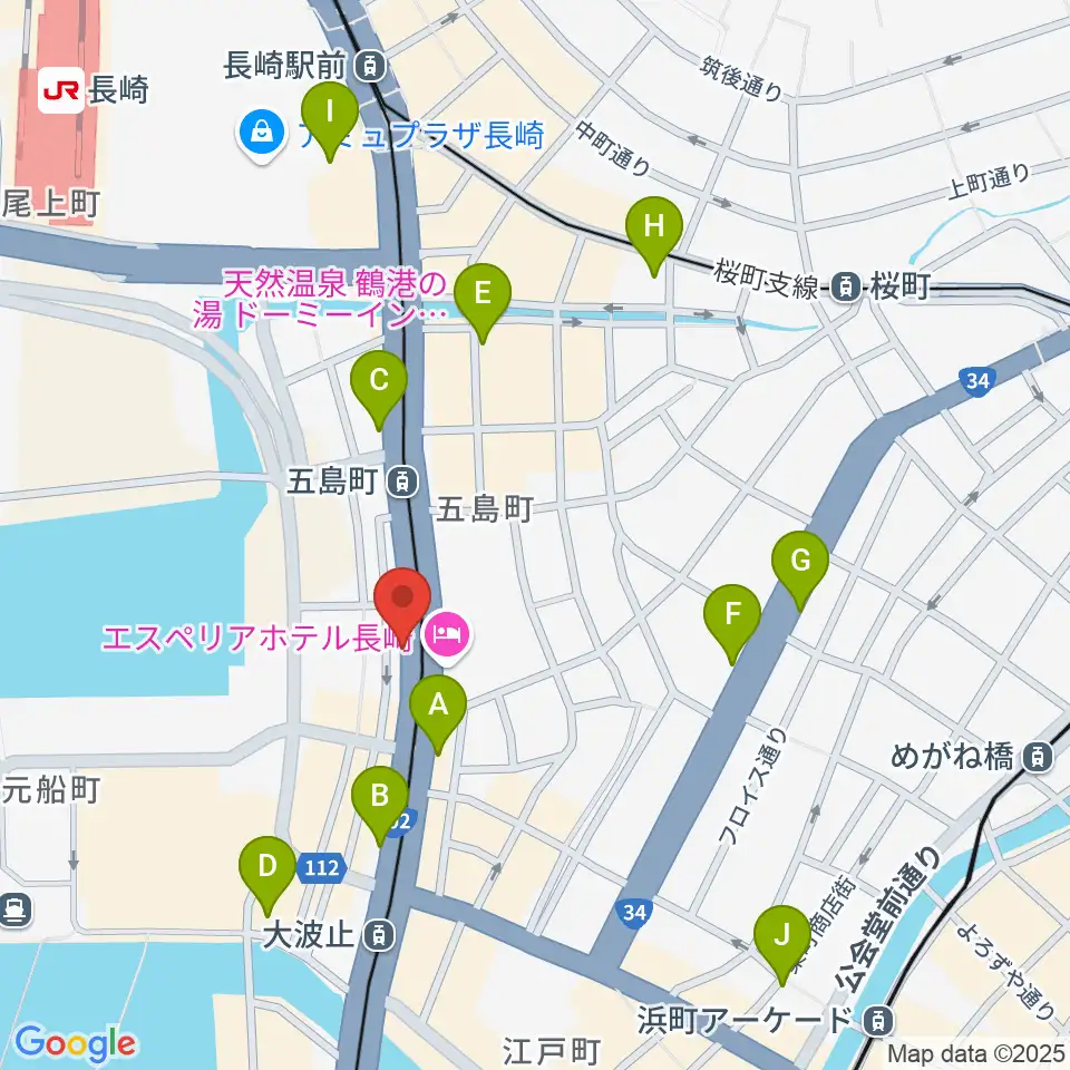 長崎ギター音楽院周辺のコンビニエンスストア一覧地図