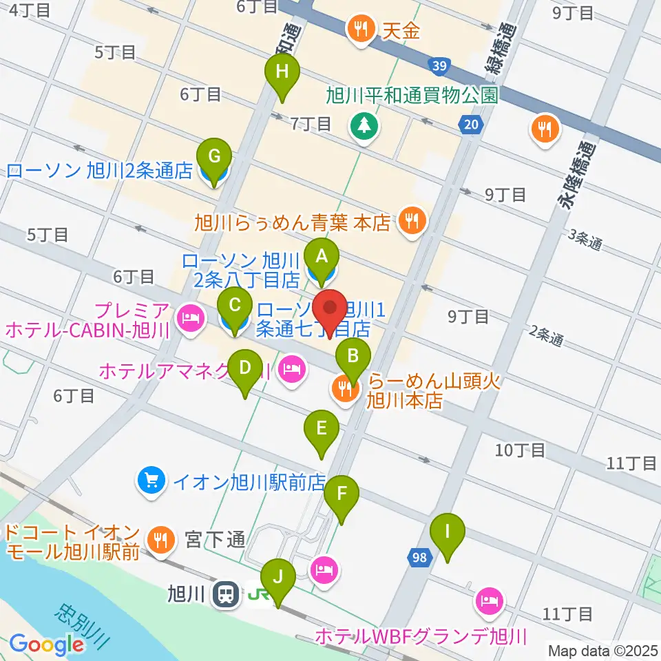 島村楽器 フィール旭川店周辺のコンビニエンスストア一覧地図