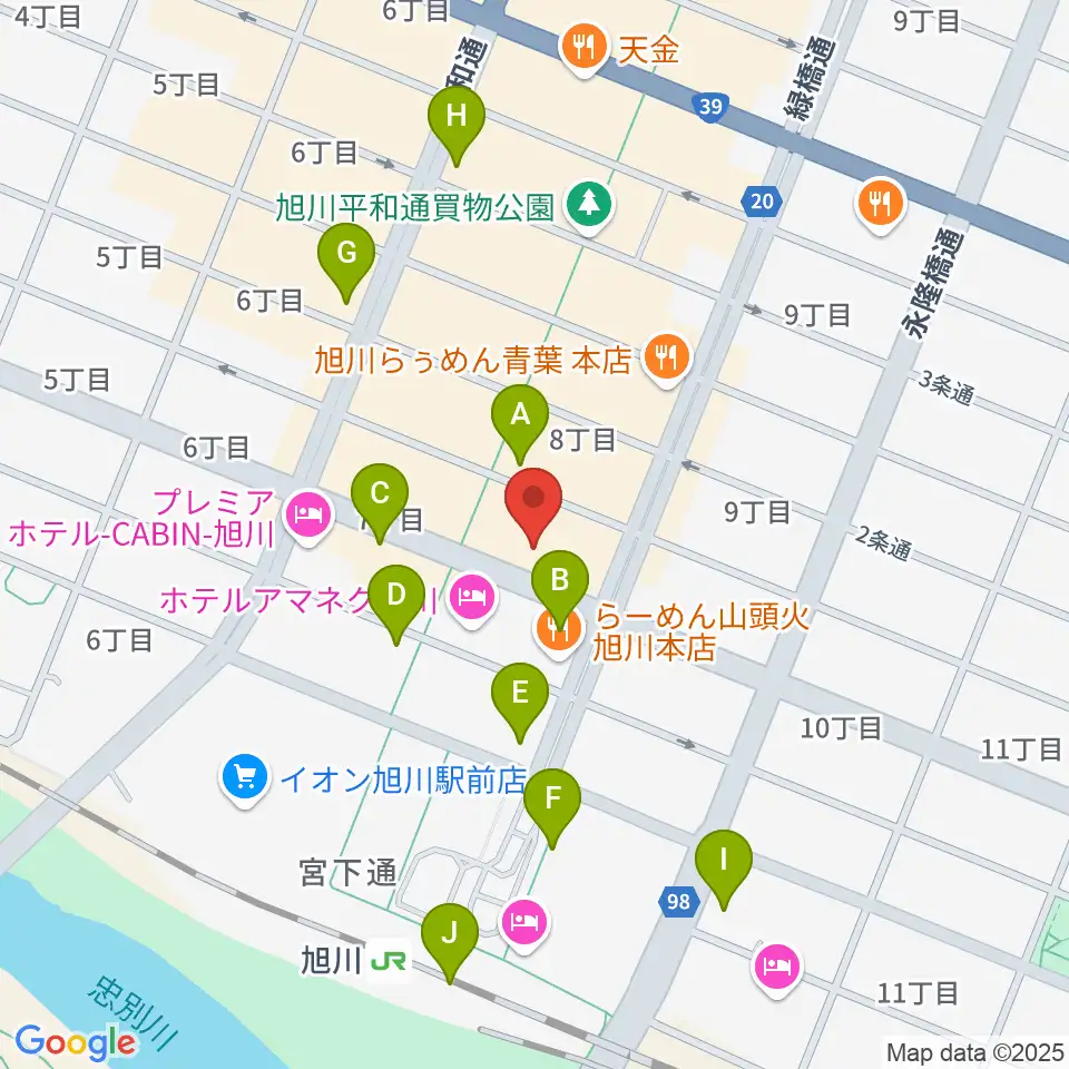 島村楽器 フィール旭川店周辺のコンビニエンスストア一覧地図