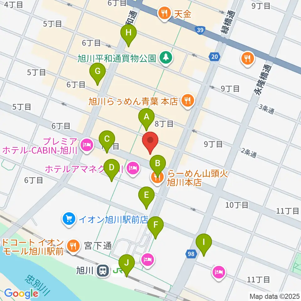 島村楽器 フィール旭川店周辺のコンビニエンスストア一覧地図