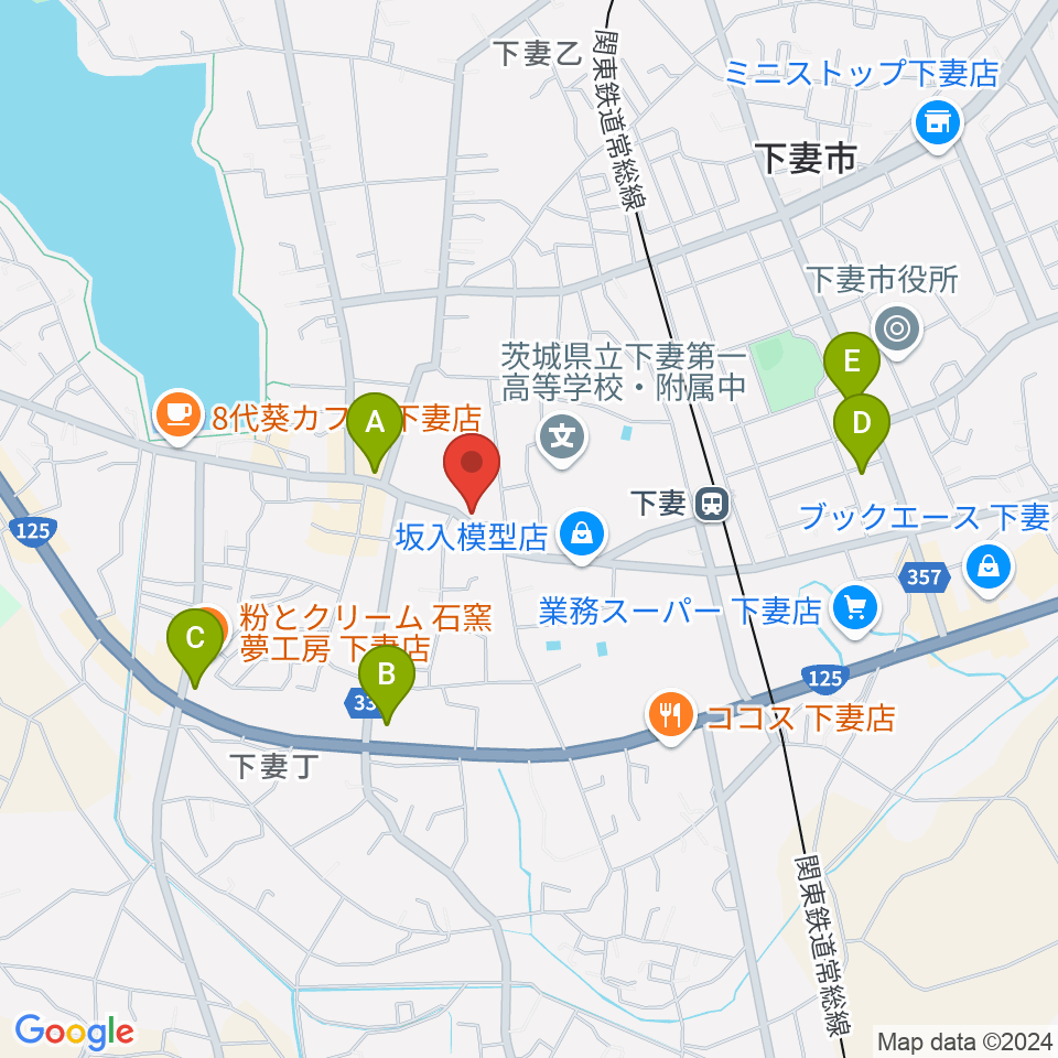 コンドー楽器 下妻店周辺のコンビニエンスストア一覧地図